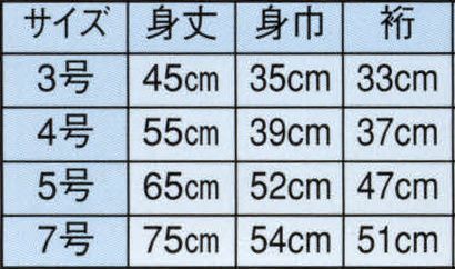 日本の歳時記 9631 子供用袢天 学印（裏抜け） 背「 一番 」 衿「 小頭 」 サイズ／スペック